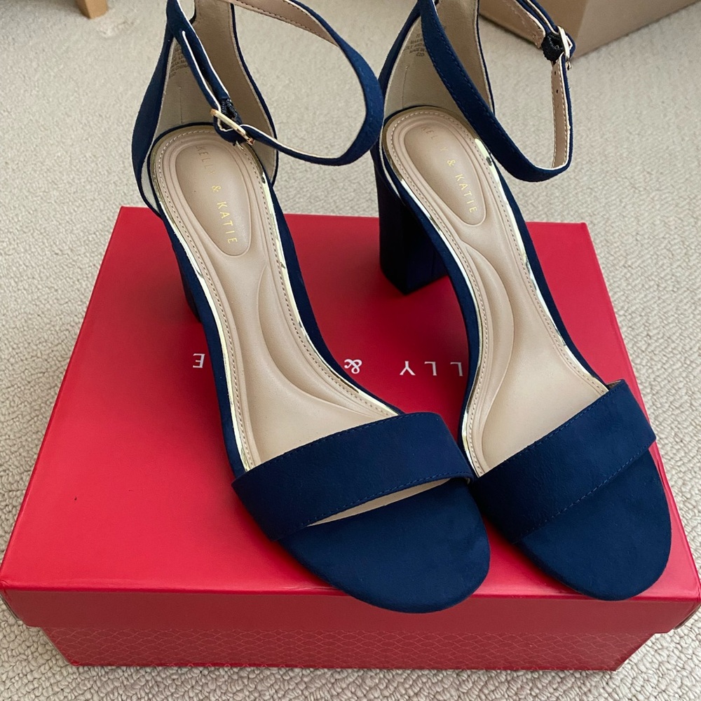Kelly & Katie Dark Blue Ankle Strap Heels